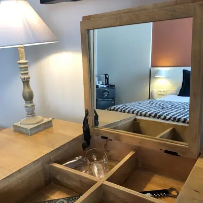 a kitchen with a sink and a mirror at Boutique Hotel & Spa la Villa Cap Ferrat in Saint-Jean-Cap-Ferrat