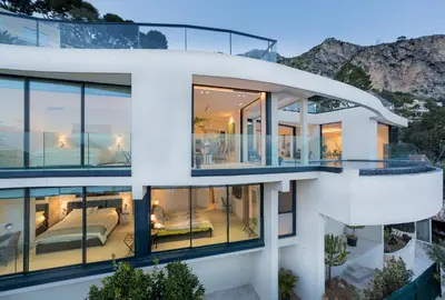 a house with a view of the mountains at Villa Paradise in Èze
