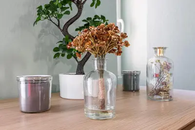 a vase with dried flowers in it on a table at MY CASA - SAINT SIAGRE 3 - Near Jean Medecin in Nice