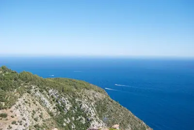 an aerial view of the ocean on a mountain at Eze Monaco middle of old town of Eze Vieux Village Romantic Hideaway with spectacular sea view in Èze