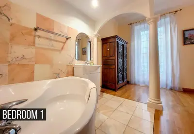 a large bathroom with a tub and a sink at Nestor&Jeeves - MEYERBEER - Central - Very close sea in Nice
