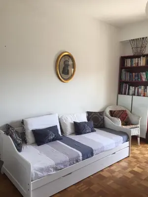 a living room with a view of the ocean at Constellations de Fabron in Nice