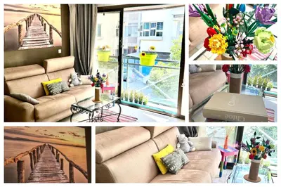 a collage of pictures of a living room at Superbe Studio in Nice at 450m from the sea with Clim in Nice