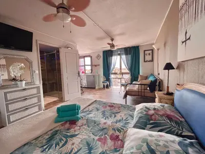 a bedroom with a bed and a living room at Luxurious Studio in NICE 450 m of the sea in Nice