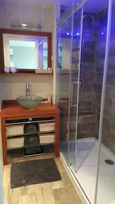 a bathroom with a sink and a shower at Luxurious Studio in NICE 450 m of the sea in Nice