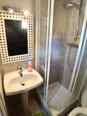 a bathroom with a sink and a shower at Niceaparts in Nice
