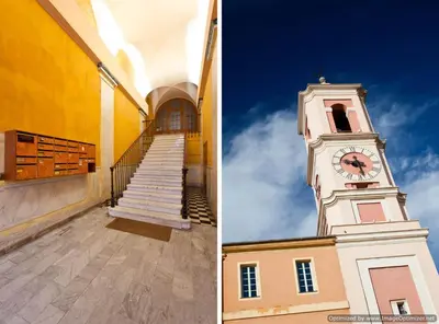 a building with a clock tower and a staircase at Beach, Pure Centre, view over Opera de Nice in Nice