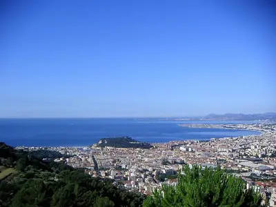 an aerial view of a city and the ocean at Villa Mt Fleuri in Nice