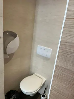 a bathroom with a white toilet in a room at Hôtel Lyonnais in Nice