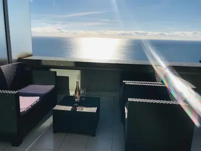 a balcony with a view of the ocean at COSTA PLANA COLLECTION - Cap d'Ail - Monaco in Cap d'Ail