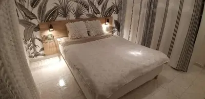 a bedroom with a large bed with two tables at Les Grands Cedres D3 in Nice