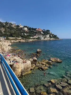 a group of people in the water at a beach at Nice Port, French Riviera in Nice