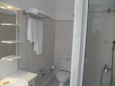 a bathroom with a toilet and a shower and a sink at Villa Eden in Nice