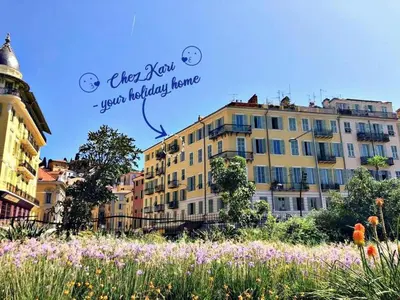 a field of flowers in front of a building at Chez Kari-top location in charming old town in Nice