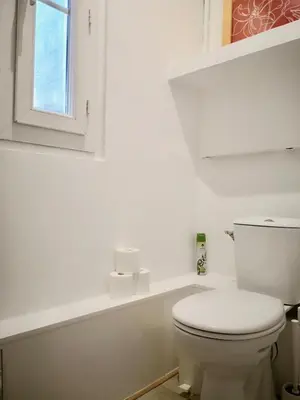 a bathroom with a white toilet and a window at Appartement Urban 3 in Nice