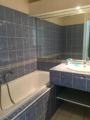 a bathroom with a bath tub and a sink at Palais des Domes Gloria in Nice