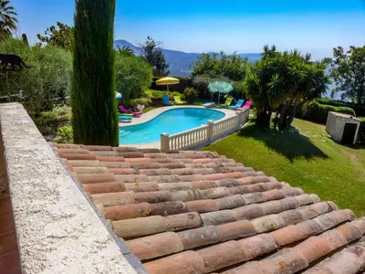 a set of brick steps leading to a swimming pool at Holiday Home La Mesnière by Interhome in Gattières