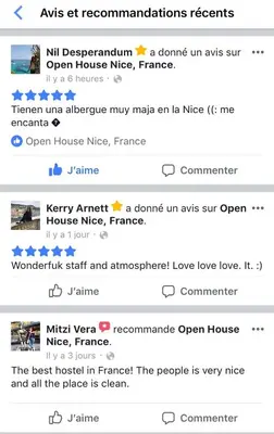 a screenshot of a cell phone with a list of items at Open House #hostel in Nice