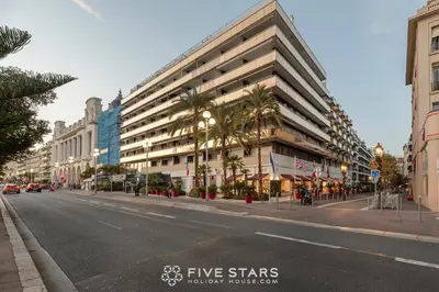 an empty city street with a large building at Studio Massenet Five stars holiday house in Nice