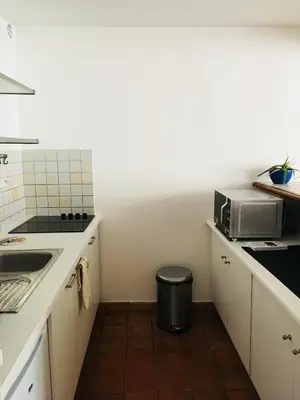 a small kitchen with a sink and a microwave at Appartement coeur du vieux Nice in Nice