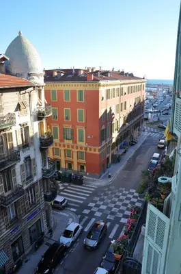 an aerial view of a city street with buildings at Charmant studio tout proche du port in Nice