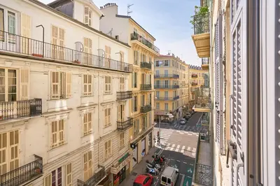 a view of a city street from a building at 