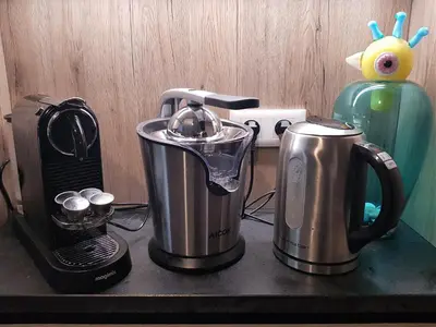a counter top with a coffee maker and a blender at Residence Blue Harmony in Nice
