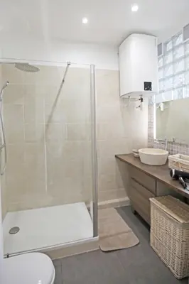 a bathroom with a shower and a toilet and a sink at Splendid apart in the heart of Nice in Nice