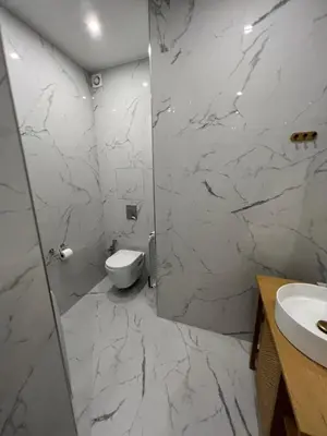 a white bathroom with a toilet and a sink at Amour-35 in Nice