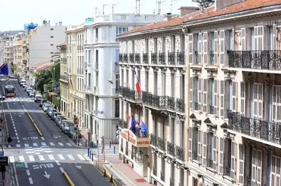 an aerial view of a city street with buildings at Le Charme-35 in Nice