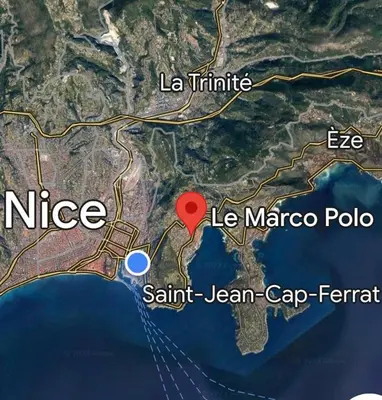a map of la mirandaoloolo with a red marker at Studio cosy à Villefranche sur mer in Villefranche-sur-Mer