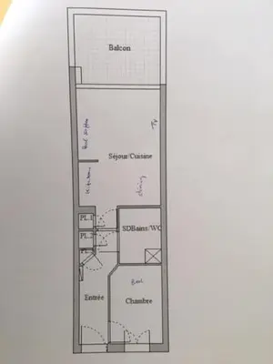 a drawing of a floor plan of a house at Nice/Villefranche in Villefranche-sur-Mer