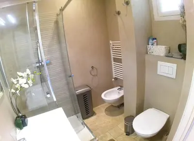 a bathroom with a shower and a toilet and a sink at Apartment in the heart of Nice in Nice
