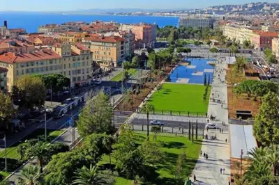 an aerial view of a city with a park at Belle Epoque Studio in Nice