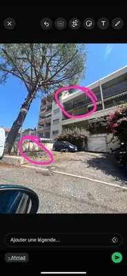 a picture of a building with pink circles on it at Studio Nice colline avec parking privé in Nice