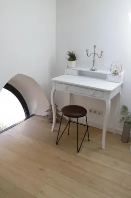 a white desk with a sink and a stool at Luxueux 3 Pièces - Wilson in Nice