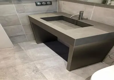a bathroom with a sink with a counter top at Nice Jean Médecin in Nice