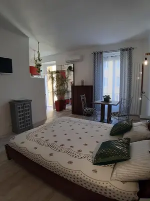 a bedroom with a large bed in a room at Studio Lou Nidou, Nice Centre in Nice