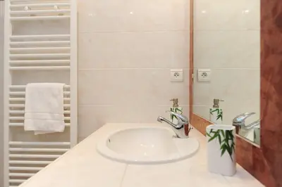 a bathroom with a sink and a shower at Le Savoy Palace - Five Stars Holiday House in Nice