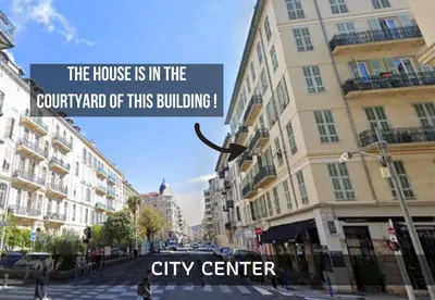 a city street with buildings and a sign that reads the house is in the city at Nestor&Jeeves - MAISON COURNICHEE - Central - Close sea - Atypical in Nice