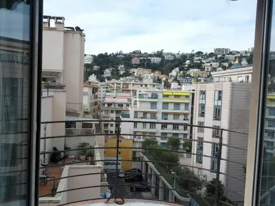 a view of a city from a window at Nice Centre Studio Proche Mer in Nice