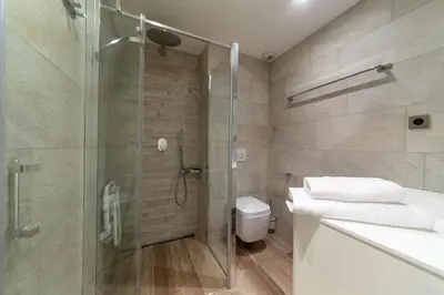 a bathroom with a shower and a toilet at 100m from the sea in Nice