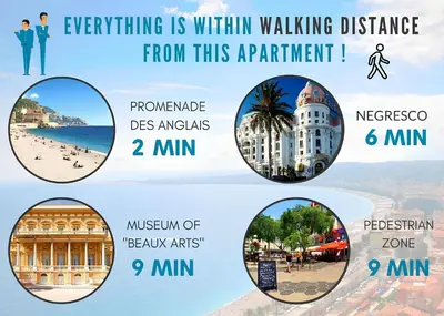 a collage of photos of different cities and landmarks at Apartment Claudia - Central -Quiet- Near the Sea- AC- Private Parking in Nice