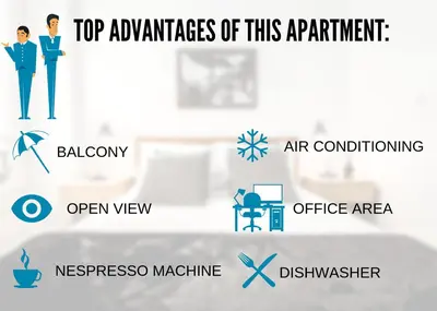 a collage of the top advantages of this apartment at Nestor&Jeeves - ANGEL'S BAY - City center - Close beaches in Nice