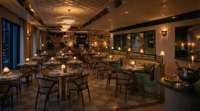 a restaurant with tables and chairs in a room at Hyatt Regency Nice Palais de la Méditerranée in Nice