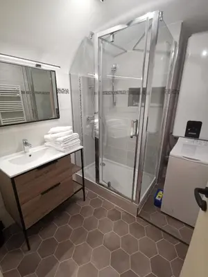 a bathroom with a shower and a sink at Appartement Vieux-Nice N in Nice