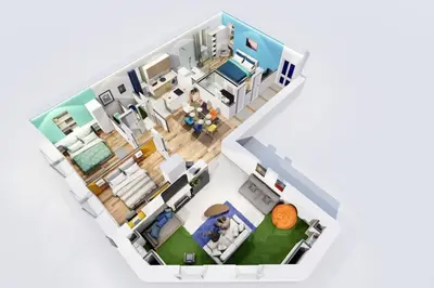 a rendering of a floor plan of a house at The Big Flat - Hypercentre - Car park - Virtual tour in Nice
