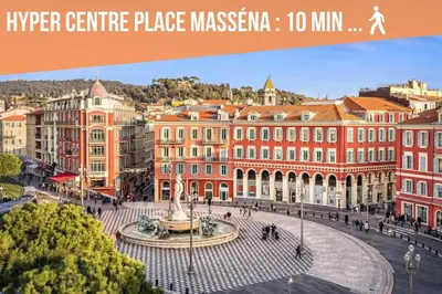 a view of a city with buildings and a fountain at The Big Flat - Hypercentre - Car park - Virtual tour in Nice