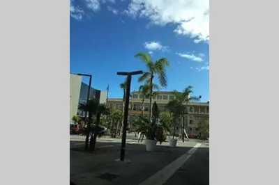 a street with palm trees and a street light at Appartement NICE proche MER et CENTRE in Nice
