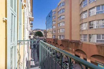 a view of a city street from a balcony at Brand New 1 Bdr Place du Pin in Nice